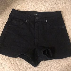 black denim shorts